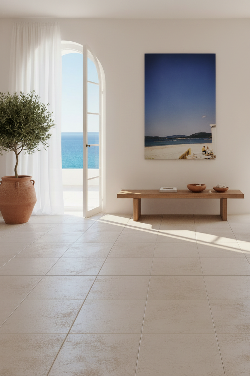 Beach terrace canvas in Mediterranean apartment