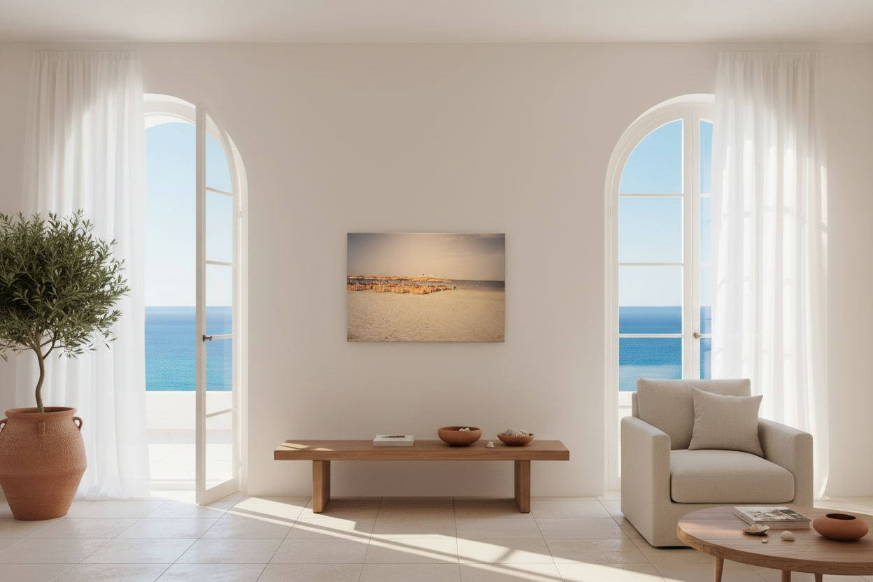 Beach umbrellas in Mediterranean apartment