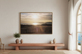 Golden Sunset Fence Canvas — Mediterranean sea view apartment