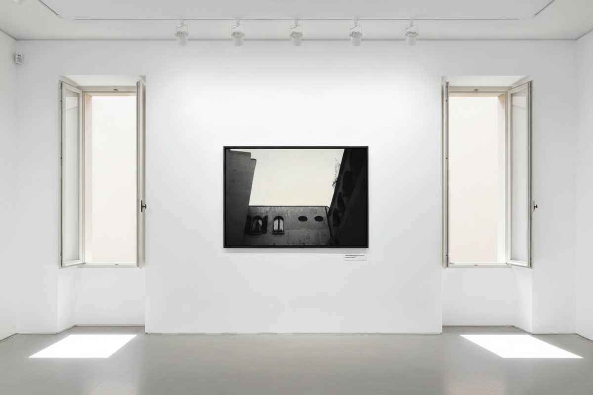 Mediterranean Courtyard — Gallery Mockup with Two Windows