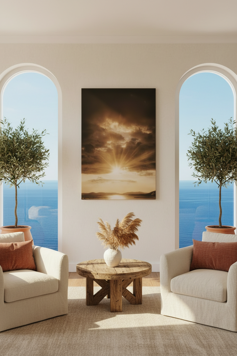 The Light Breaks Canvas — sea view room with exact photograph