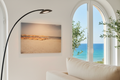 Mediterranean apartment with contemporary lamp