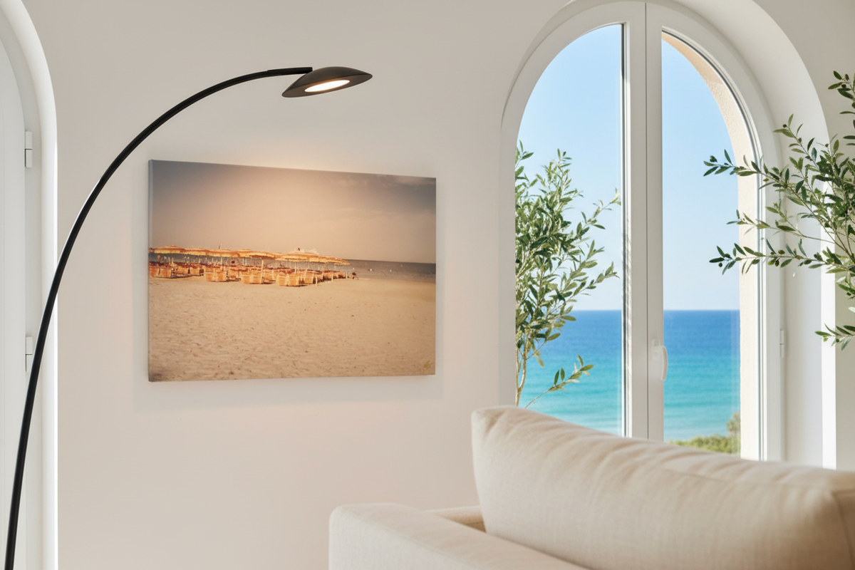 Mediterranean apartment with contemporary lamp